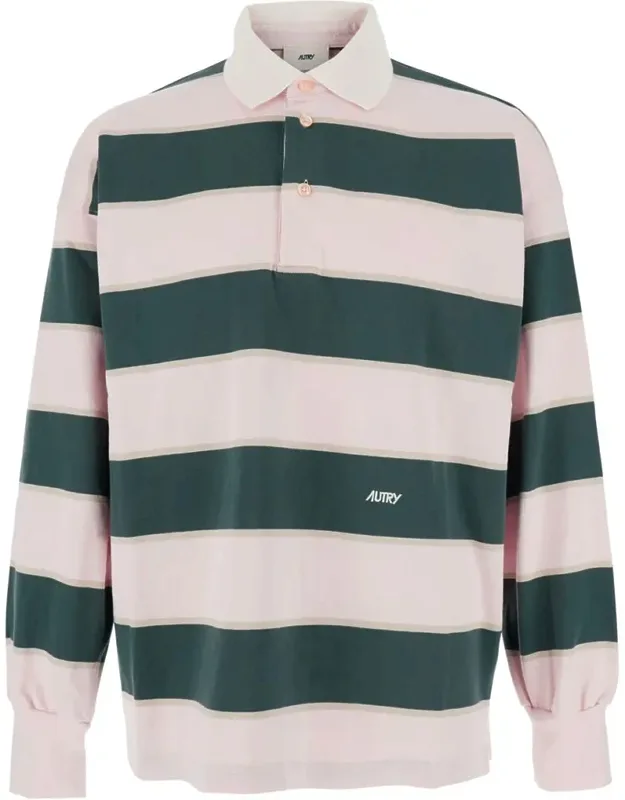 Polo Shirt With Classic Collar And All-over Striped Motif In Cotton
