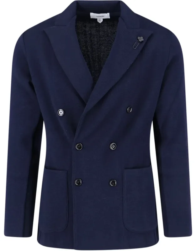 Lardini Double-breasted Blazer In Virgin Wool With Spear Lapels