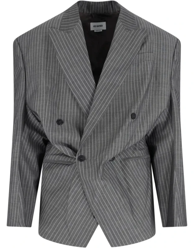 Double-breasted Blazer In Virgin Wool And Mohair
