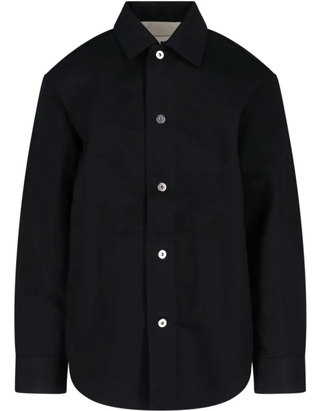 Jil Sander Denim Shirt Jacket With Classic Collar And Button Closure