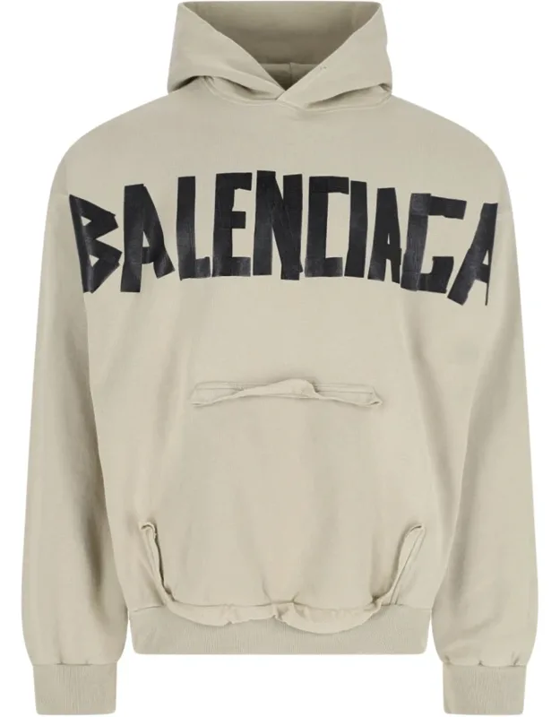 Ripped Pocket Tape Type Hoodie