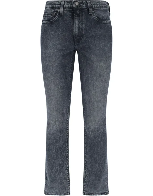 511™ Slim Jeans In Black Denim With Distressed Wash