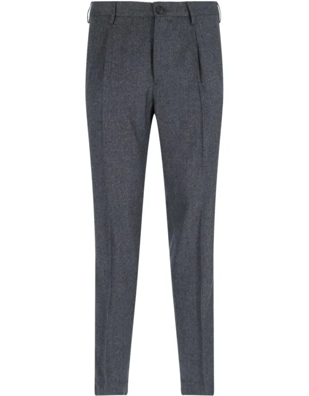 Incotex Virgin Wool Chinos With Mid Waist And Button Closure