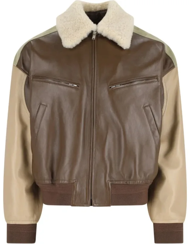 Shearling Collar Bomber Jacket