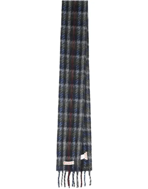 Striped Logo Scarf With Virgin Wool Blend And Check Pattern