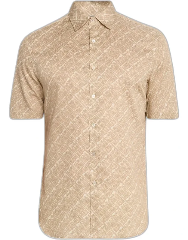 Foliage-print Cotton Short-sleeve Shirt