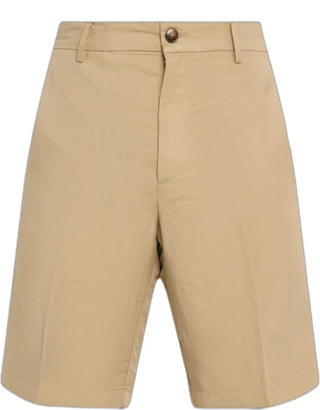 Linen And Silk Flat-front Bermuda Shorts