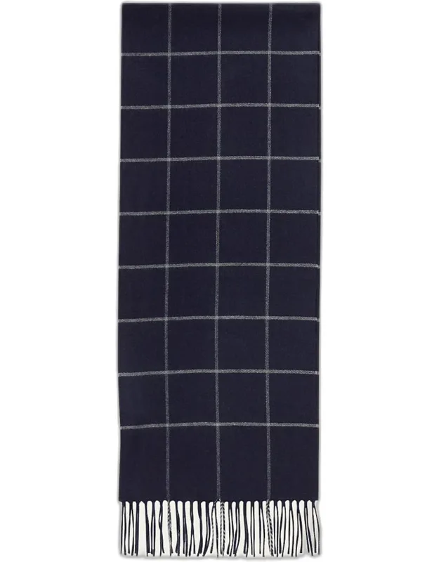 Silk And Cashmere Windowpane Fringe Scarf