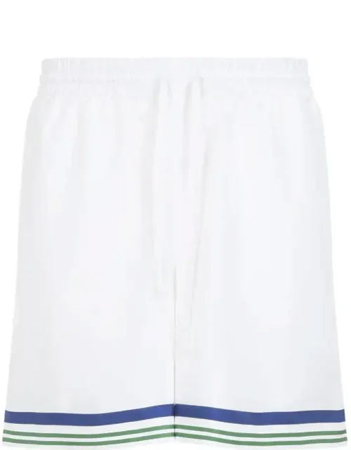 Silk Drawstring Shorts With Multicolor Tennis Mascot Design