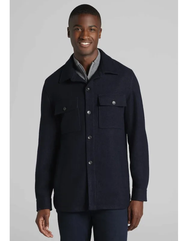 Tailored Fit Boucle Knit Shirt Jacket