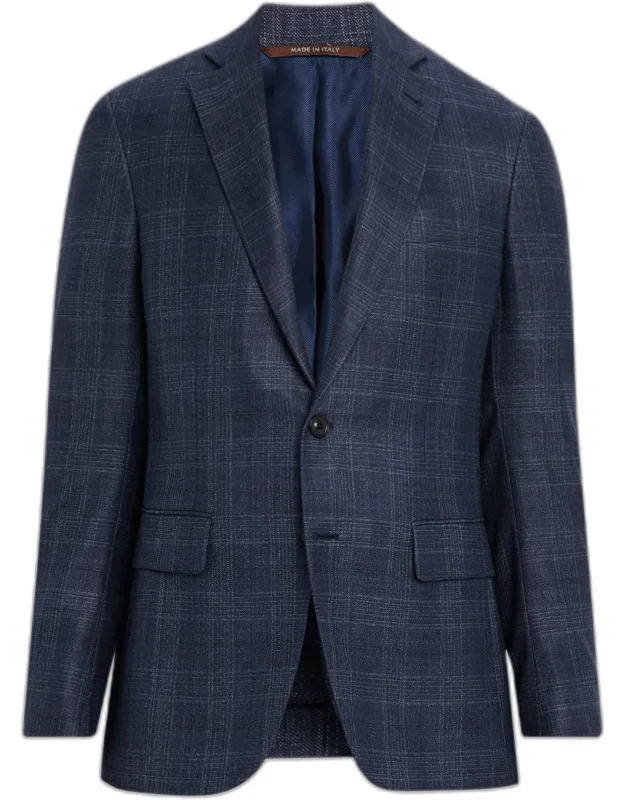 Tonal Plaid Wool Stretch Sport Coat