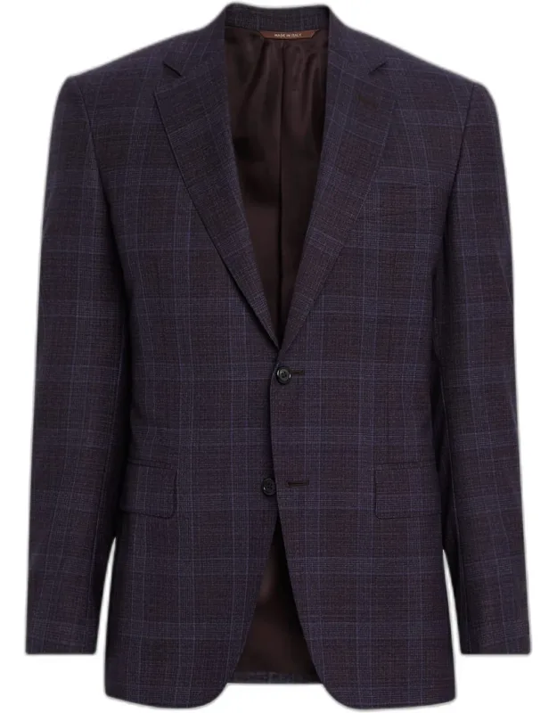 Plaid Wool Notch-lapel Sport Coat