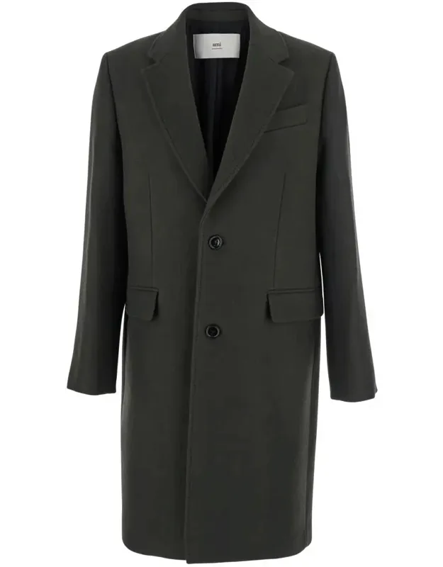 Single-breasted Coat With Peak Revers In Wool