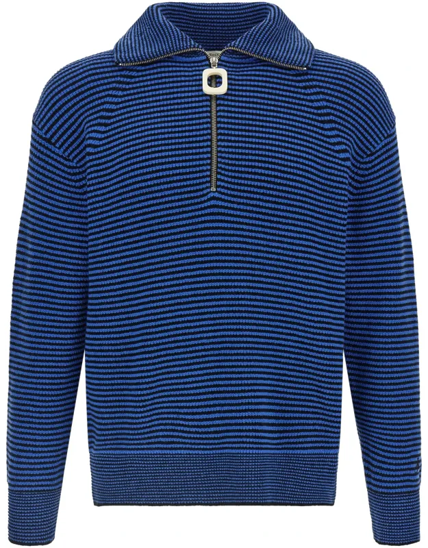 Half Zip Sweater With Striped Design And Sustainable Materials