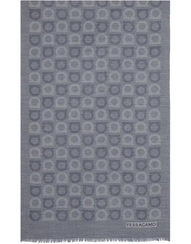 Gancini-print Frayed-hem Scarf