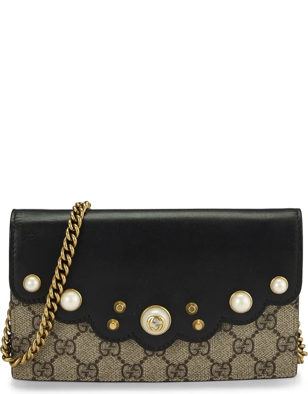 Original Gg Supreme Canvas Pearly Wallet On Chain