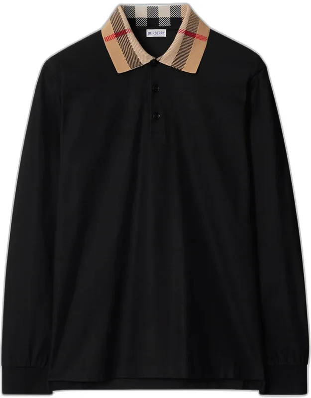 Cody Cotton Slim Fit Long-sleeve Check Collar Polo Shirt