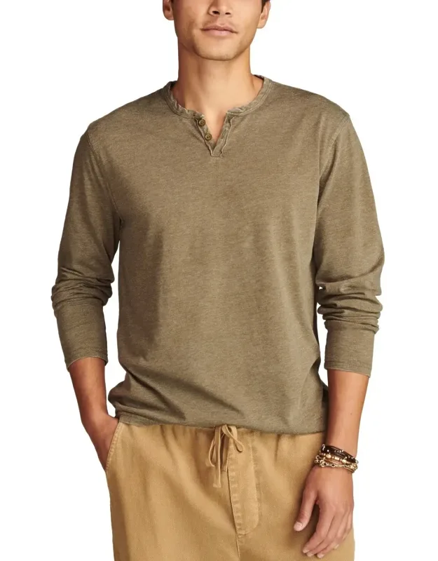 Burnout Notch Neck Long Sleeve T-shirt