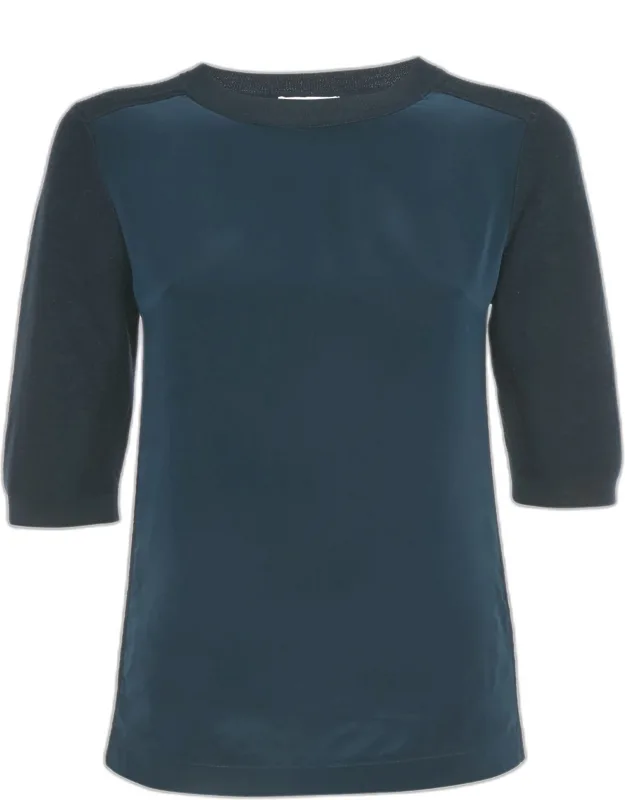 Wool Knit And Silk Crew Neck Top