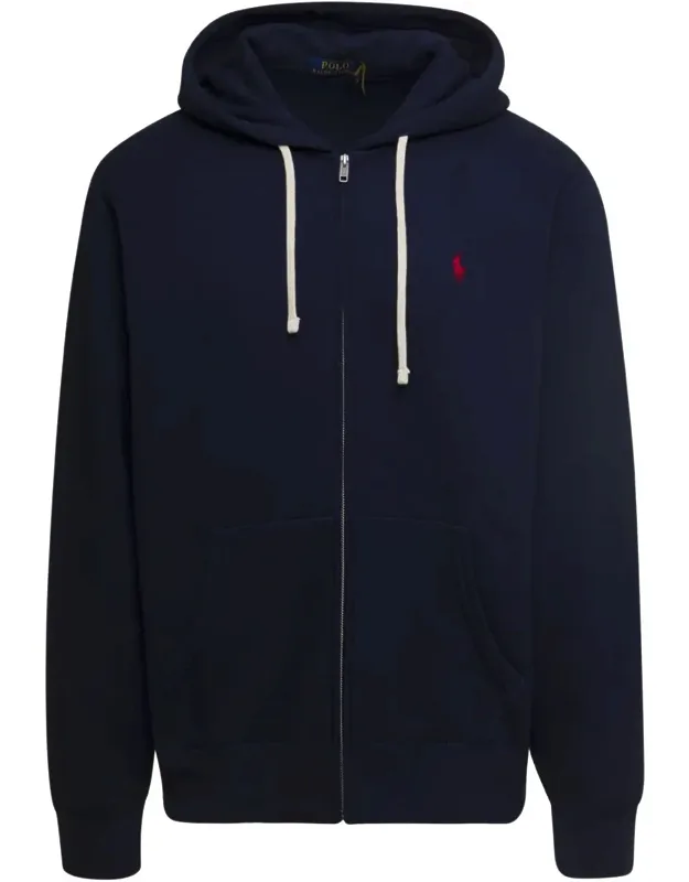 Zip-up Hoodie With Logo Embroidery In Cotton Blend