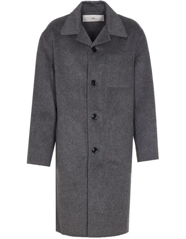 Ami Paris Coat With Frontal Single Breasted Buttons Closure And Long Sleeves