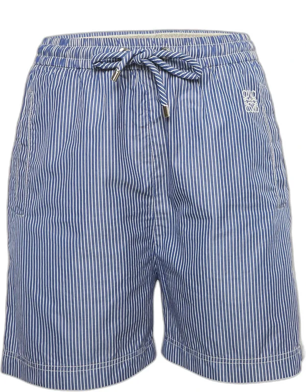 Stripe Cotton Logo Embroidered Shorts