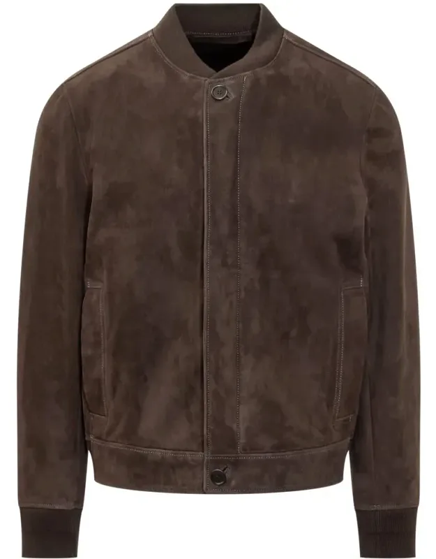 Suede Leather Bomber Jacket