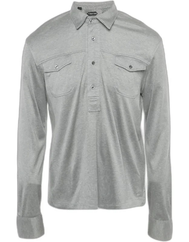 Cotton Long Sleeve Polo T-shirt