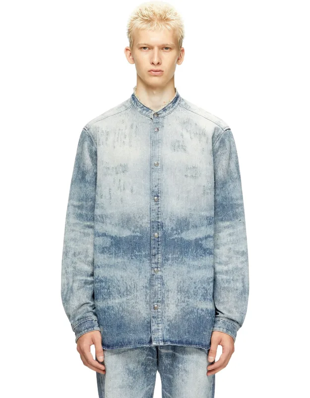 Shirt In Distressed Honeycomb Denim