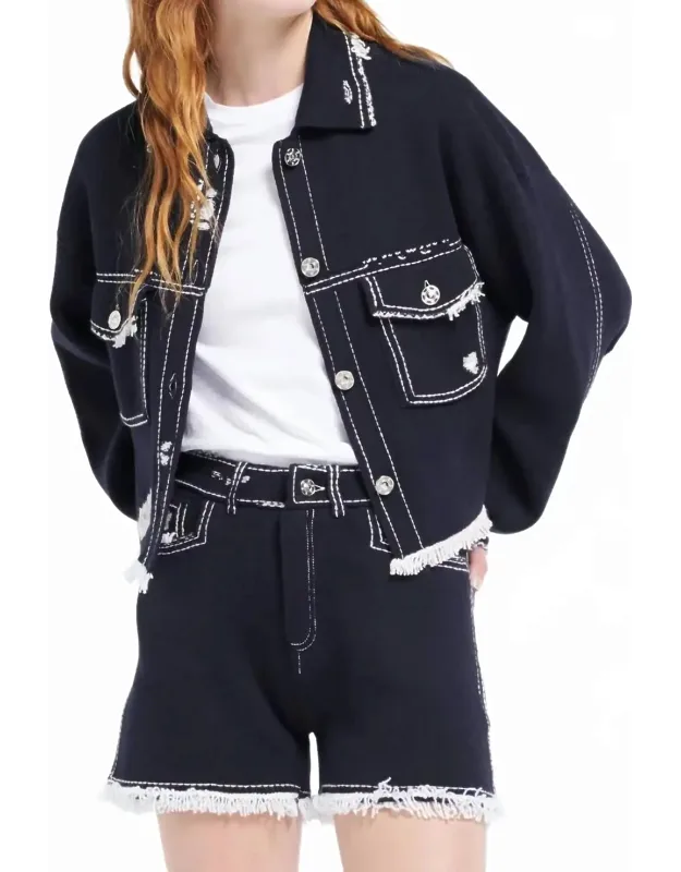 Fringed Cashmere And Cotton Shorts