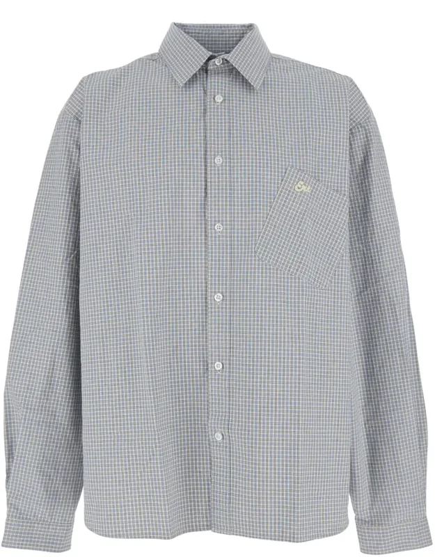 Shirt With Logo Embroidery And All-over Check Motif In Cotton