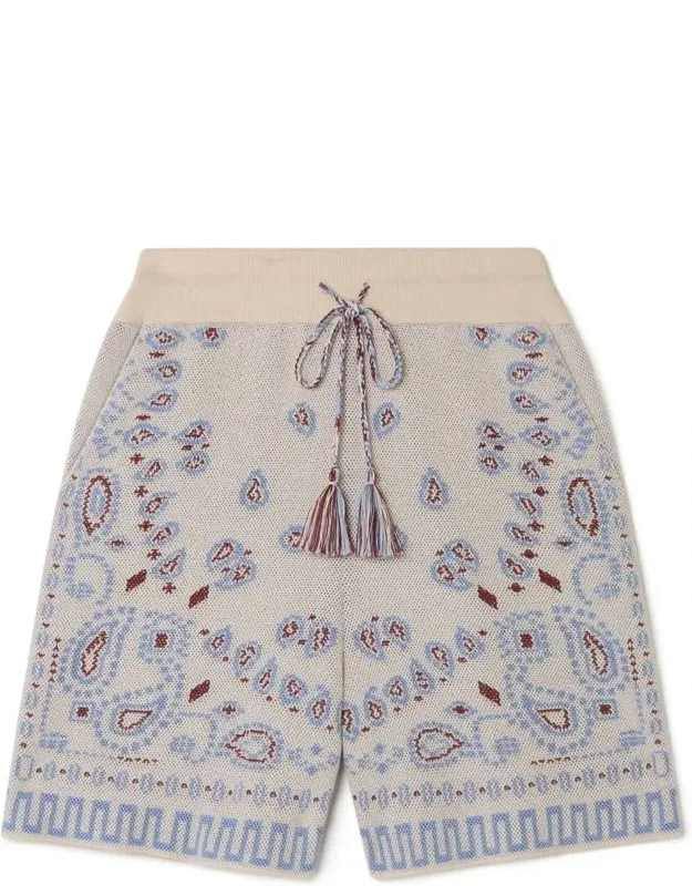 Cotton Piquet Bandana Bermuda Shorts