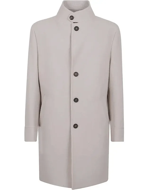 Single-breasted Coat With Mandarin Collar And Button Closure