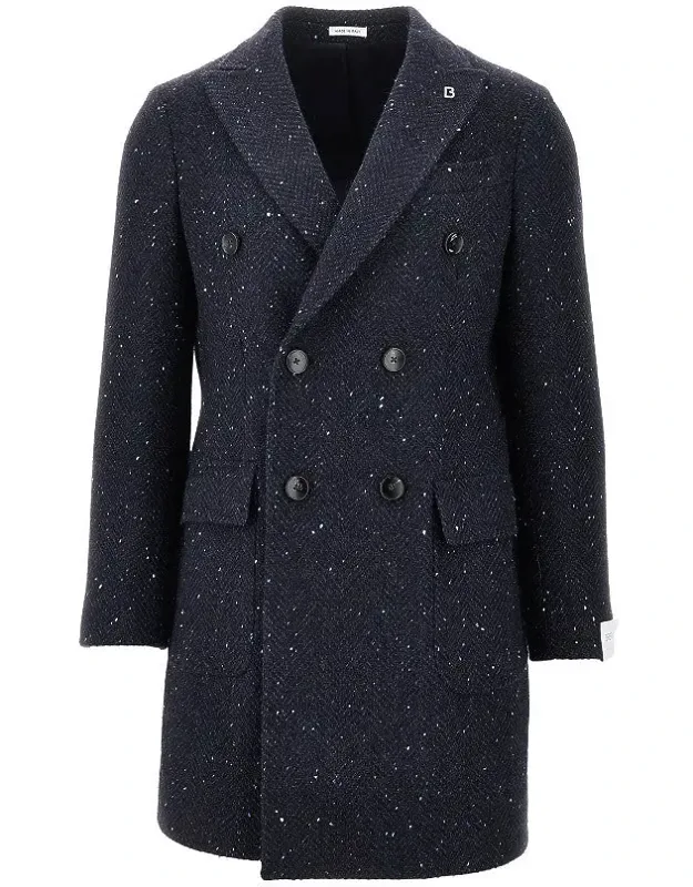 Mouliné Wool Double-breasted Coat