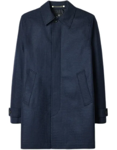 Wool-blend Check Coat