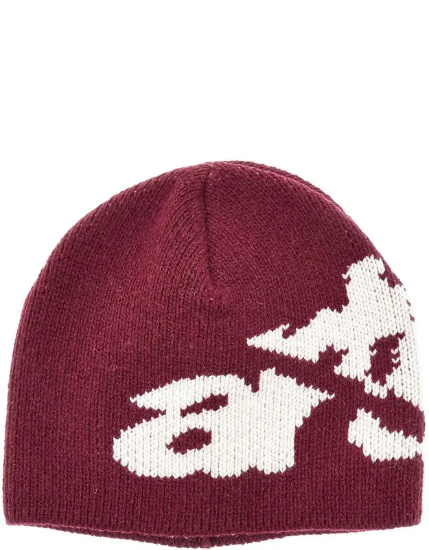 Knitted Beanie Hat With Jacquard Logo