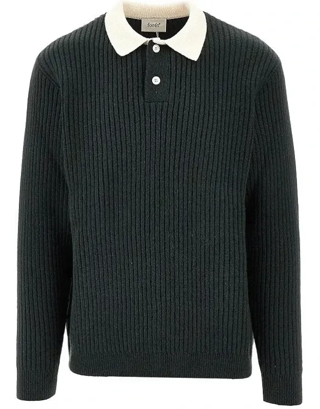 Ribbed Wool-blend Polo Shirt