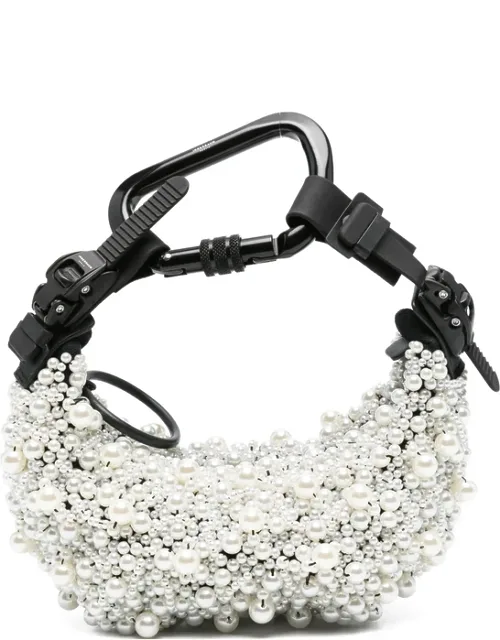 Pearl-embellished Carabiner Clutch Bag