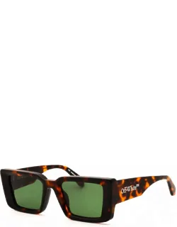 Sunglasses Square Full Rim, Havana Frame And Green Lens