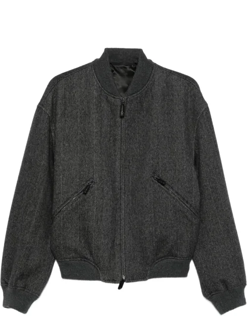 Herringbone Zip-front Bomber Jacket