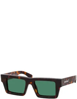 Sunglasses Square Full Rim, Havana Frame And Dark Green Lens