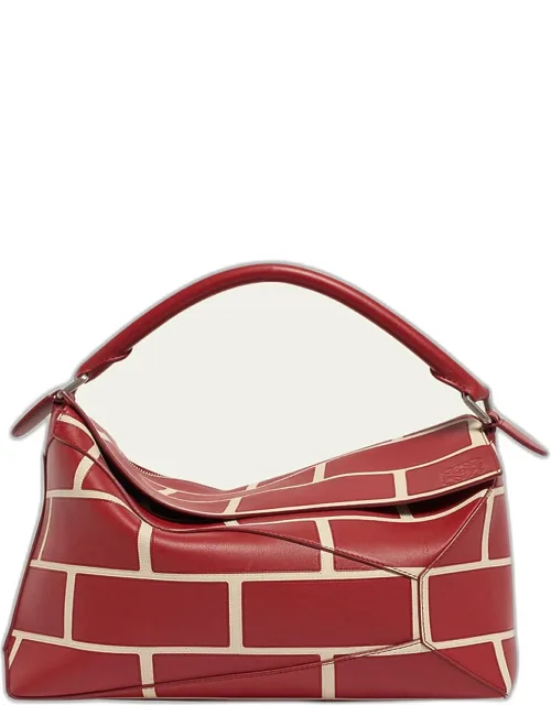 Large Leather Puzzle Edge Shoulder Bag