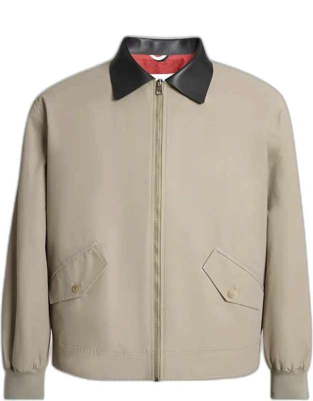 Harrington Jacket With Leather Collar