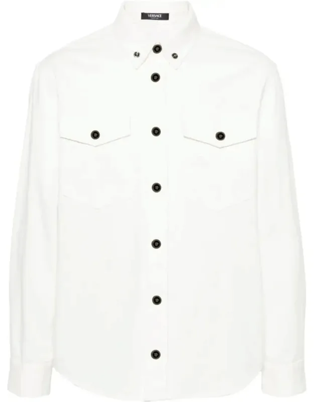 Medusa Head Buttons Denim Shirt