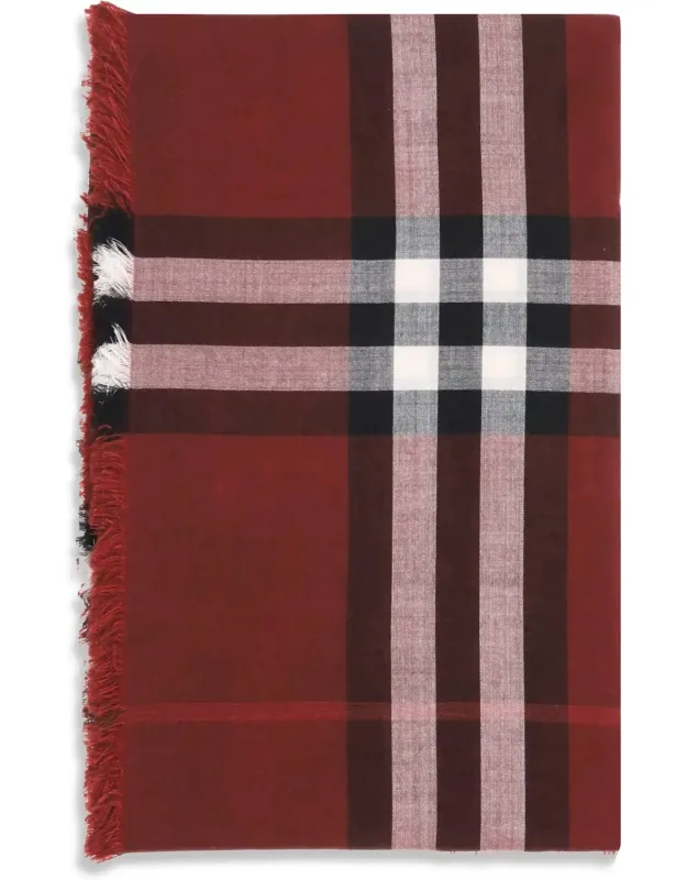 Reversible Check Wool And Silk Scarf