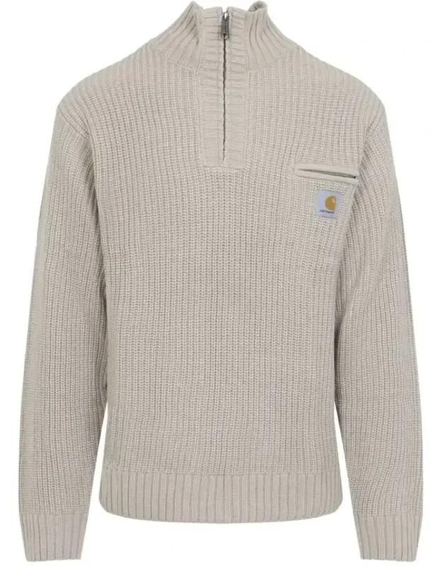 Fleur De Sel Grey Detroit Half Zip Sweater