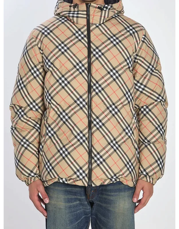 Reversible Puffer Jacket With Drawstring Hood And Zip Pockets