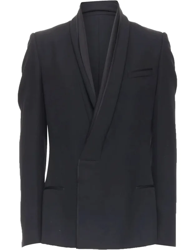 Runway Fleece Wool Cotton Silk Shawl Blazer