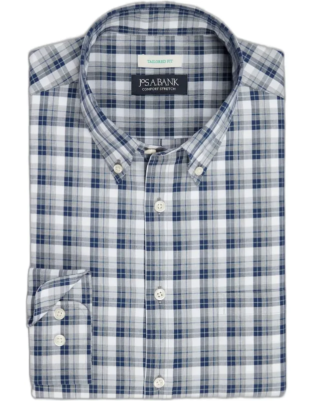 Tailored Fit Melange Check Long Sleeve Casual Shirt