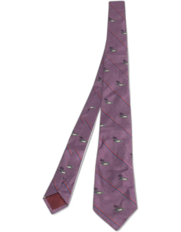 Vintage Care And Palm Tree Jacquard Silk Tie